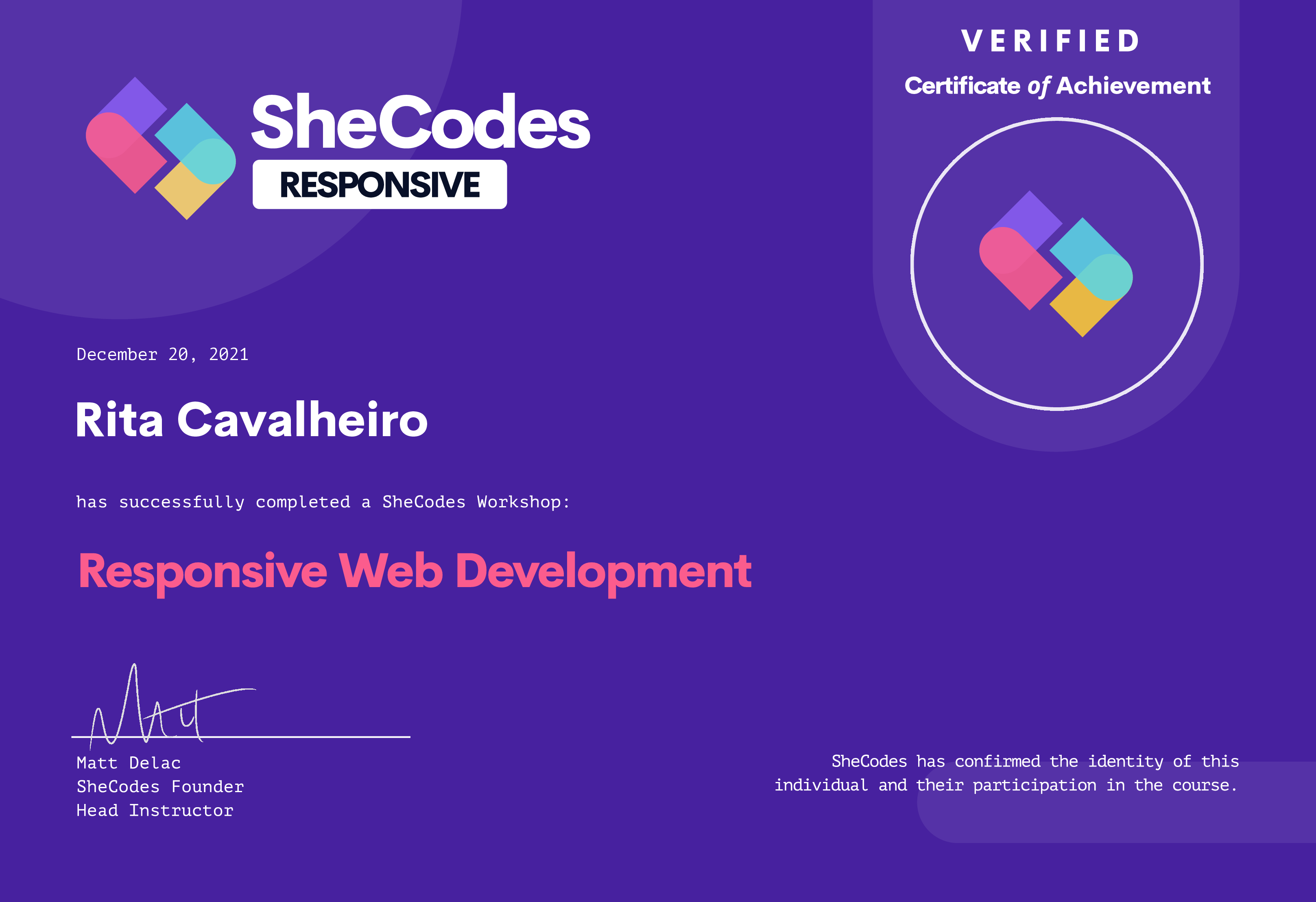 responsive workshop certificate